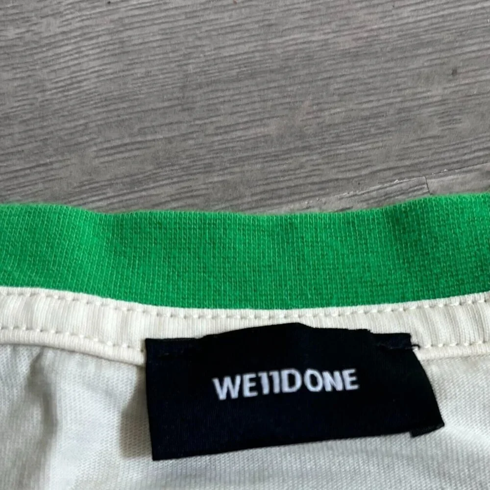 We11done Rabbit Print T Shirt Size Small Cream Green Crew Neck Size Small - Picture 3 of 6